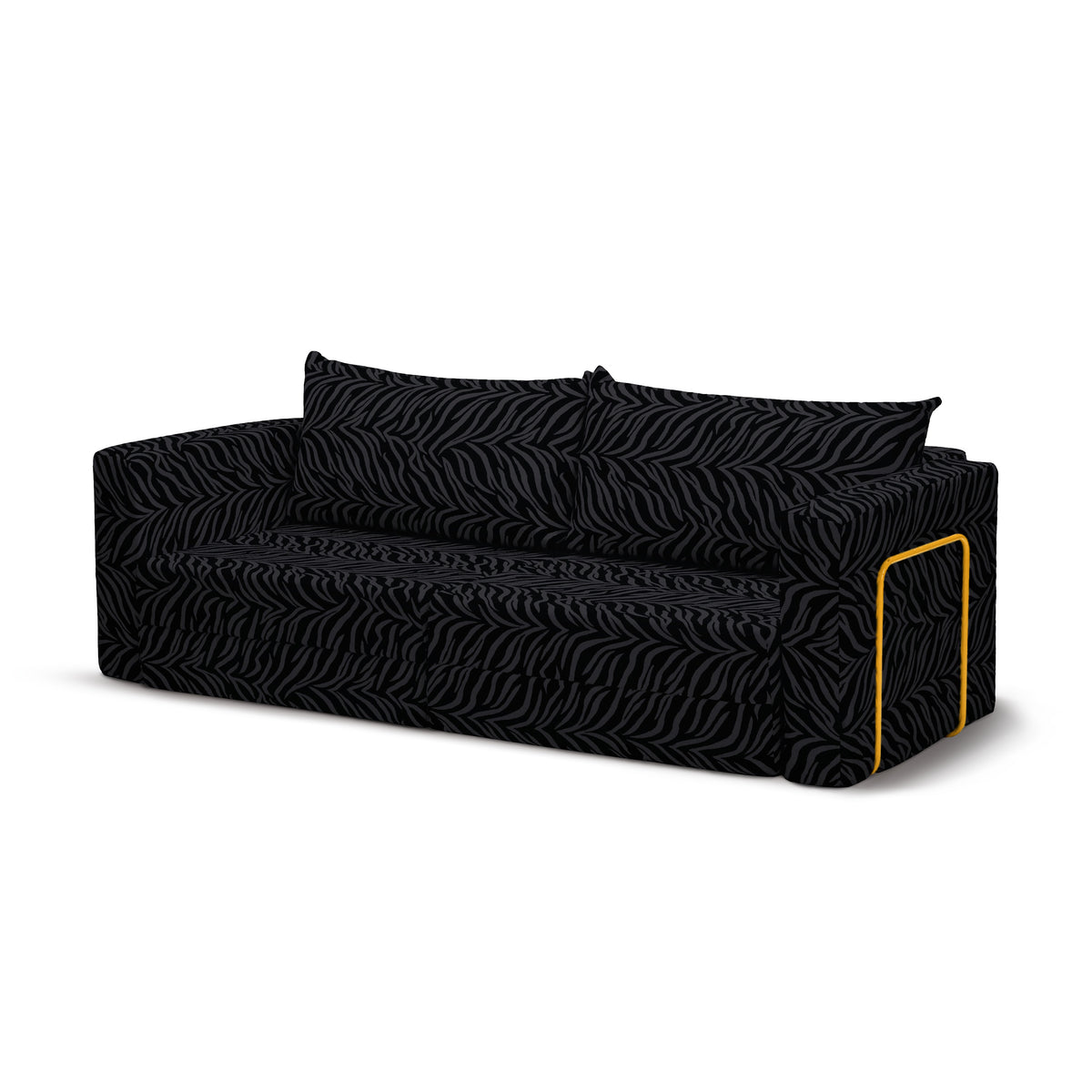 Flow Zebra sovesofa i Ebony Zebra (ZEBRA 16) med gult metalstel