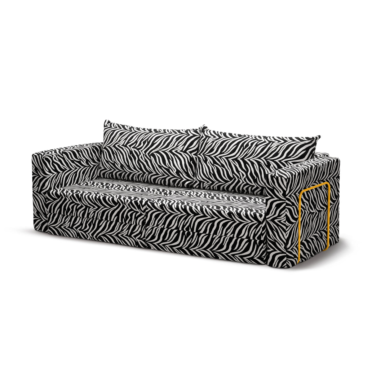 Flow Zebra sovesofa i Onyx Zebra (ZEBRA 19) med gult metalstel