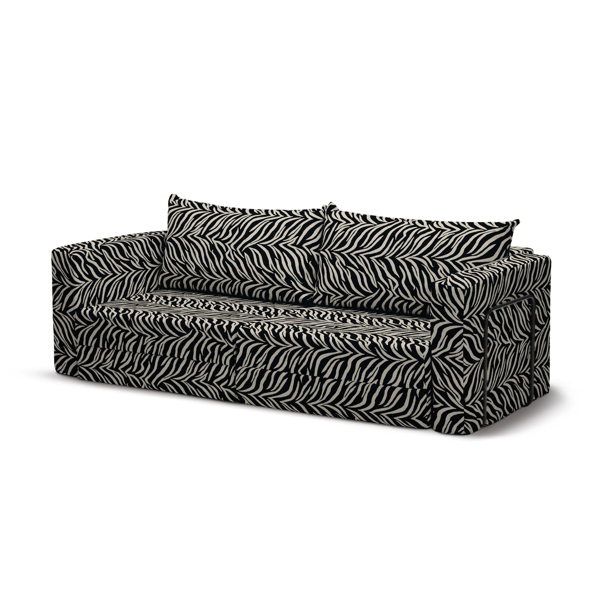 Flow Zebra sovesofa i Smoke Zebra (ZEBRA 35) med sort metalstel
