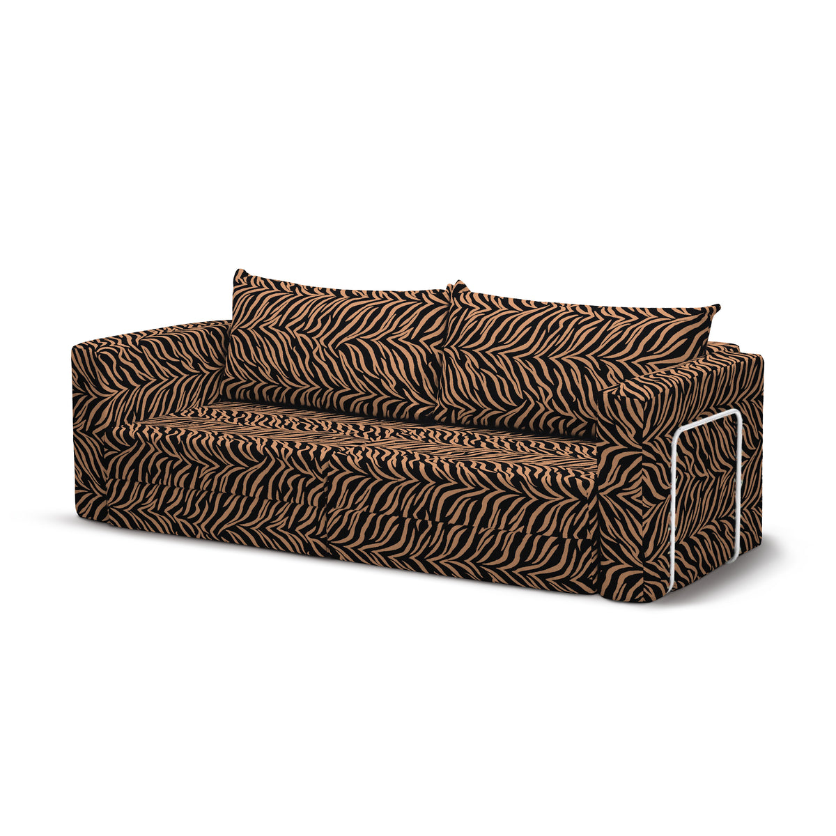 Flow Zebra sovesofa i Rust Zebra (ZEBRA 42) med hvidt metalstel