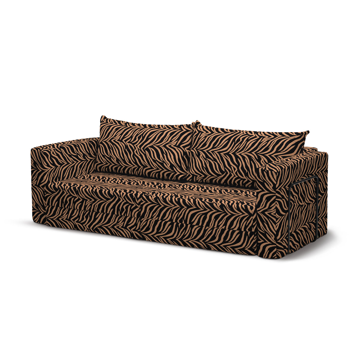 Flow Zebra sovesofa i Rust Zebra (ZEBRA 42) med sort metalstel