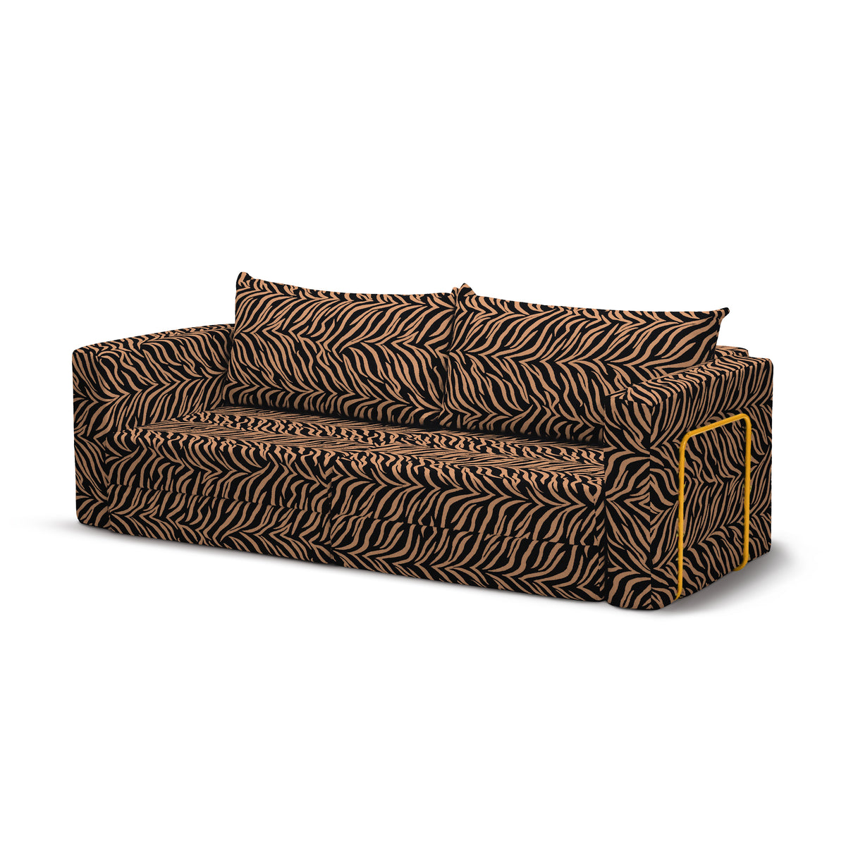 Flow Zebra sovesofa i Rust Zebra (ZEBRA 42) med gult metalstel