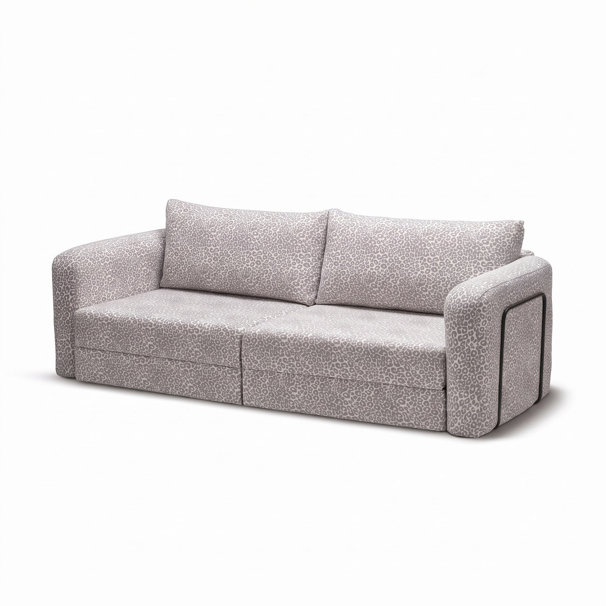 Flowy Leopard Schlafsofa in Dove Haze (WILD 208) mit schwarzem Metallgestell