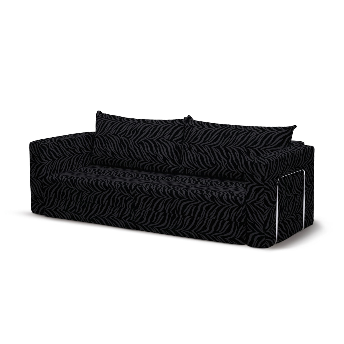 Flow Zebra sovesofa i Ebony Zebra (ZEBRA 16) med forkromet metalstel