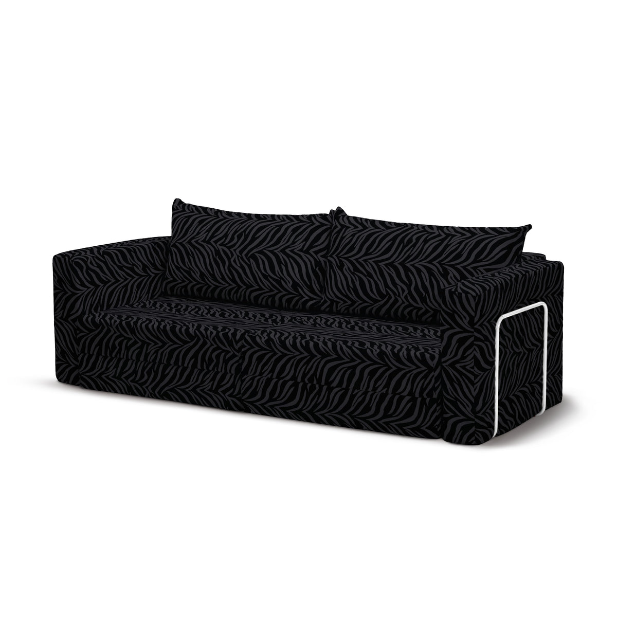 Flow Zebra sovesofa i Ebony Zebra (ZEBRA 16) med hvidt metalstel