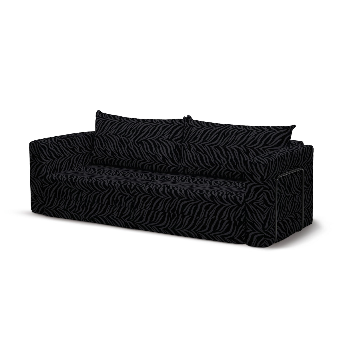 Flow Zebra sovesofa i Ebony Zebra (ZEBRA 16) med sort metalstel