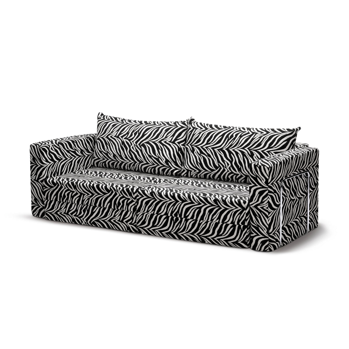 Flow Zebra sovesofa i Onyx Zebra (ZEBRA 19) med forkromet metalstel