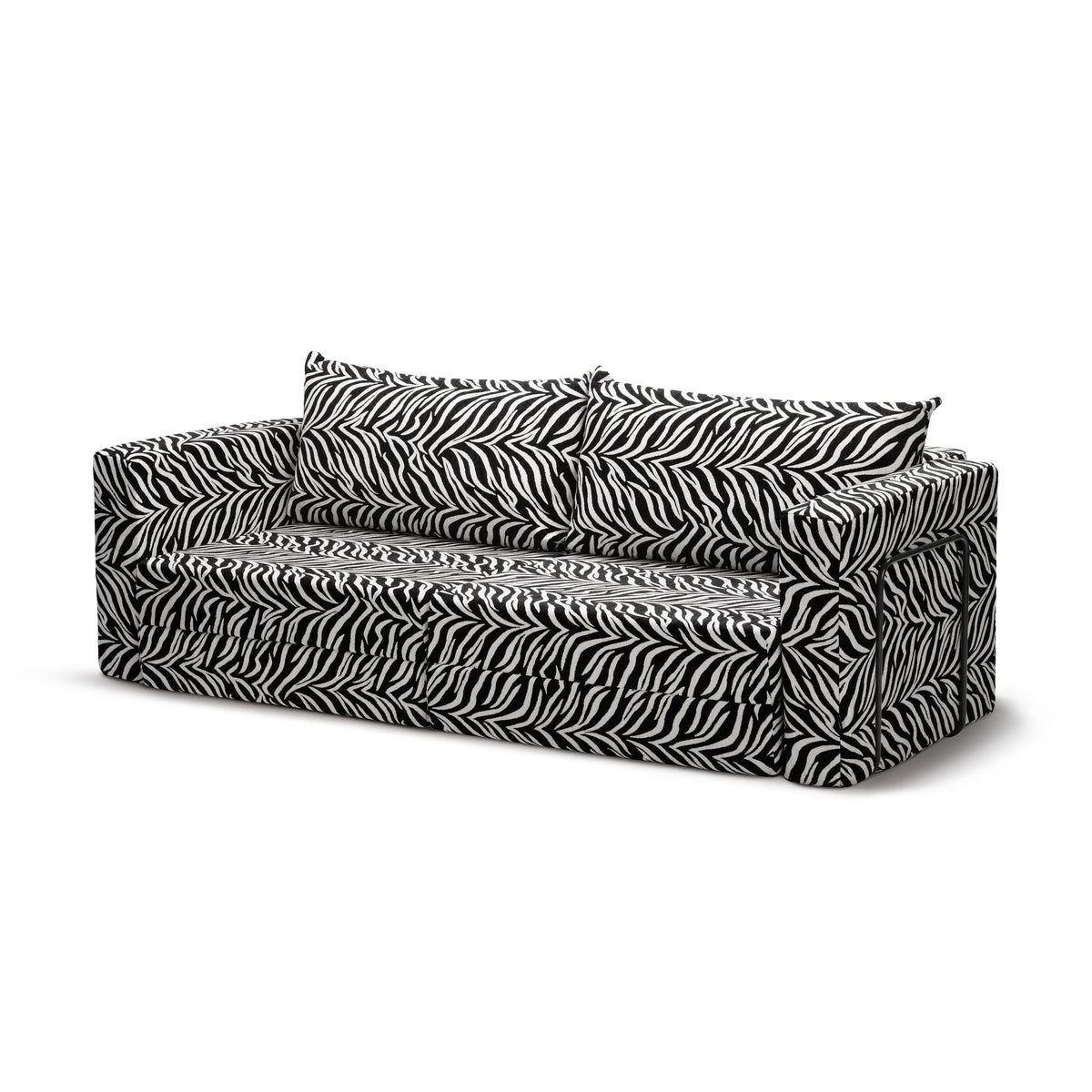 Flow Zebra sovesofa i Onyx Zebra (ZEBRA 19) med sort metalstel