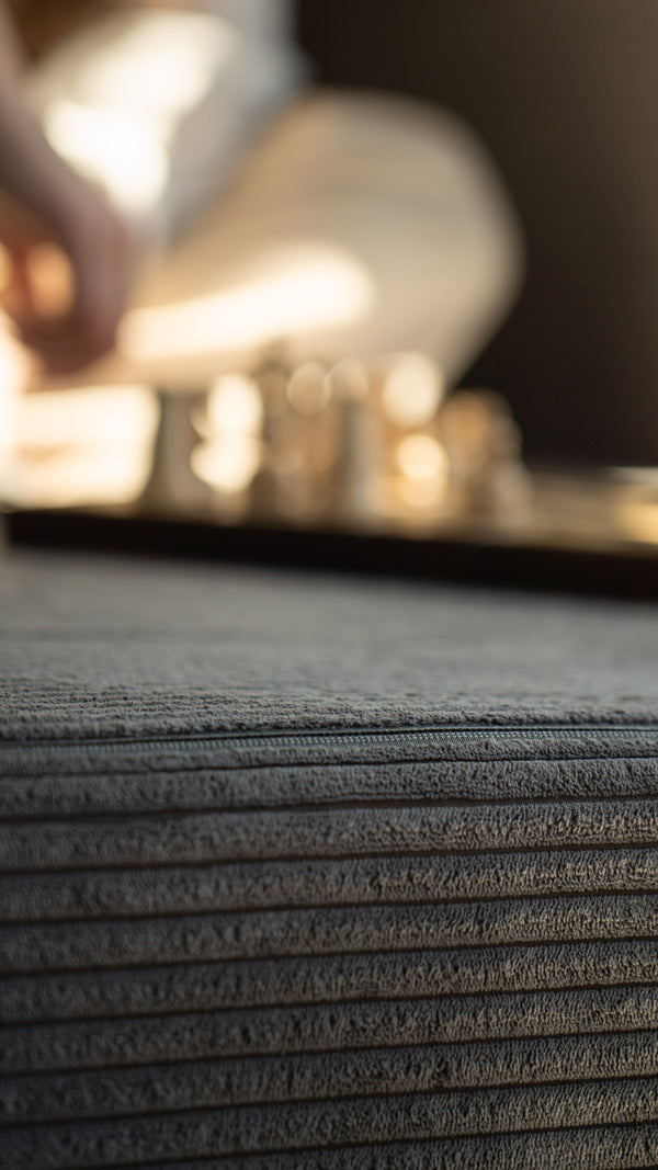 Close-up of grey GROSSO corduroy